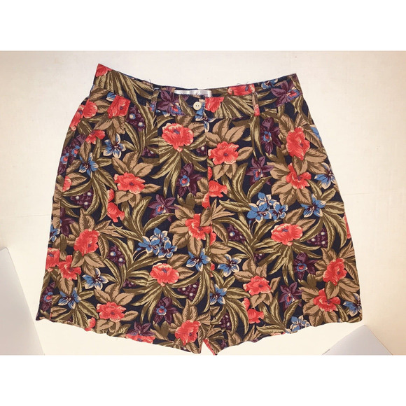 Shorts 14 Bermuda Length Hawaiian Linen Blend Ladies 30 Karen Scott High Rise - Picture 4 of 13